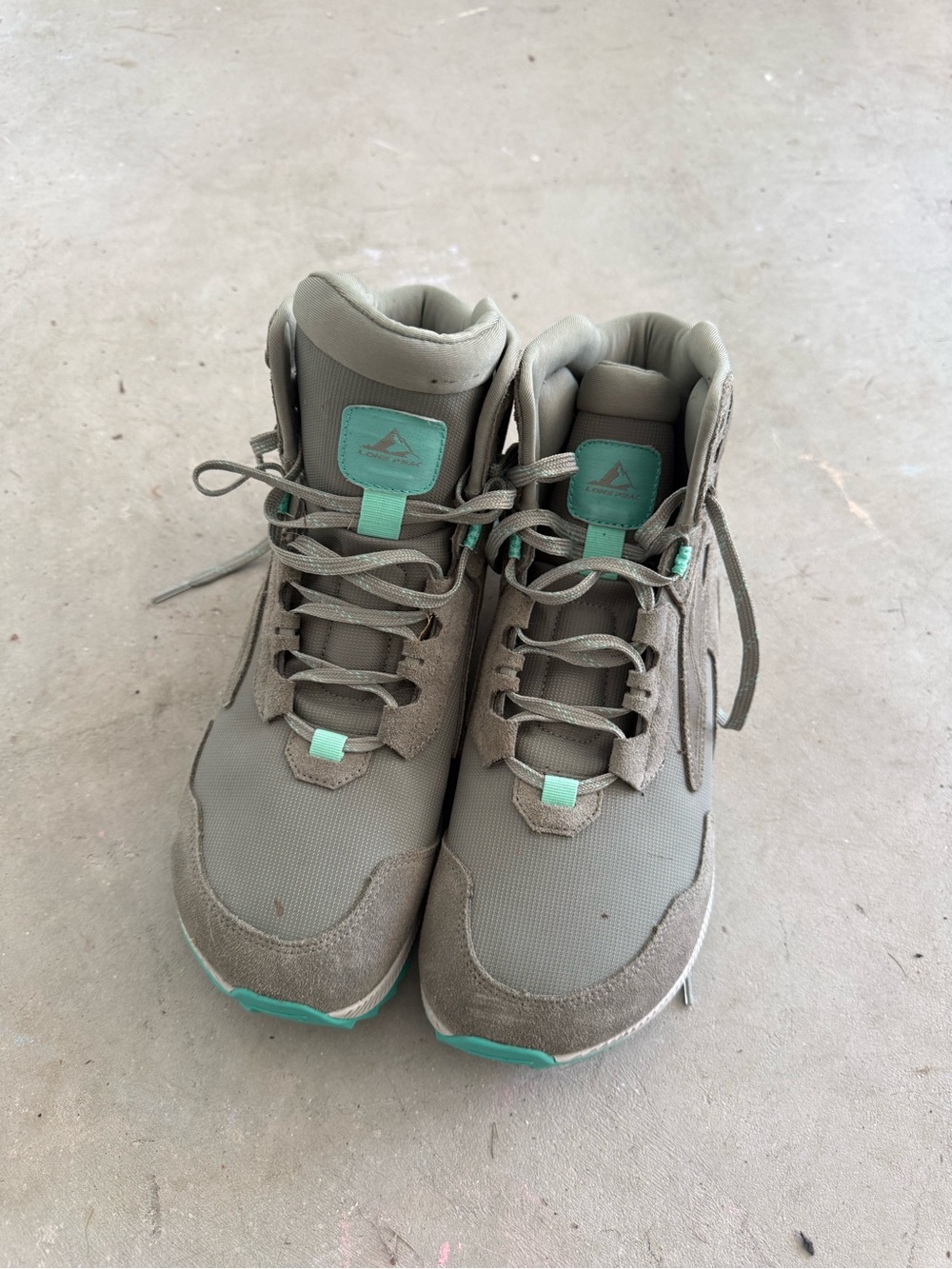 Altra Women's Mid-Top Hiking Shoes in Taupe with Teal Accents
